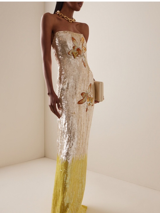 Markarian Dresses & Skirts - Markarian Esperanza gown Gold and Yellow Strapless Sequin Maxi Gown